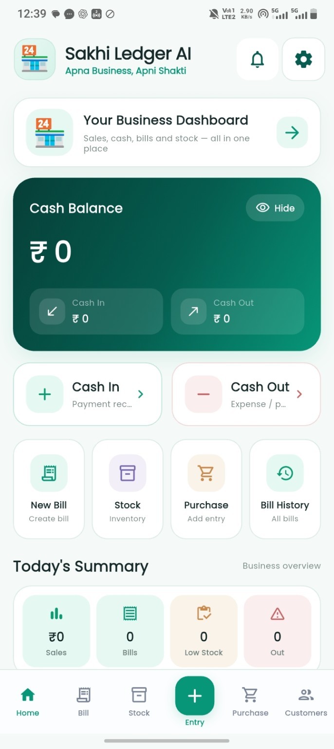 Sakhi Ledger AI Dashboard Preview